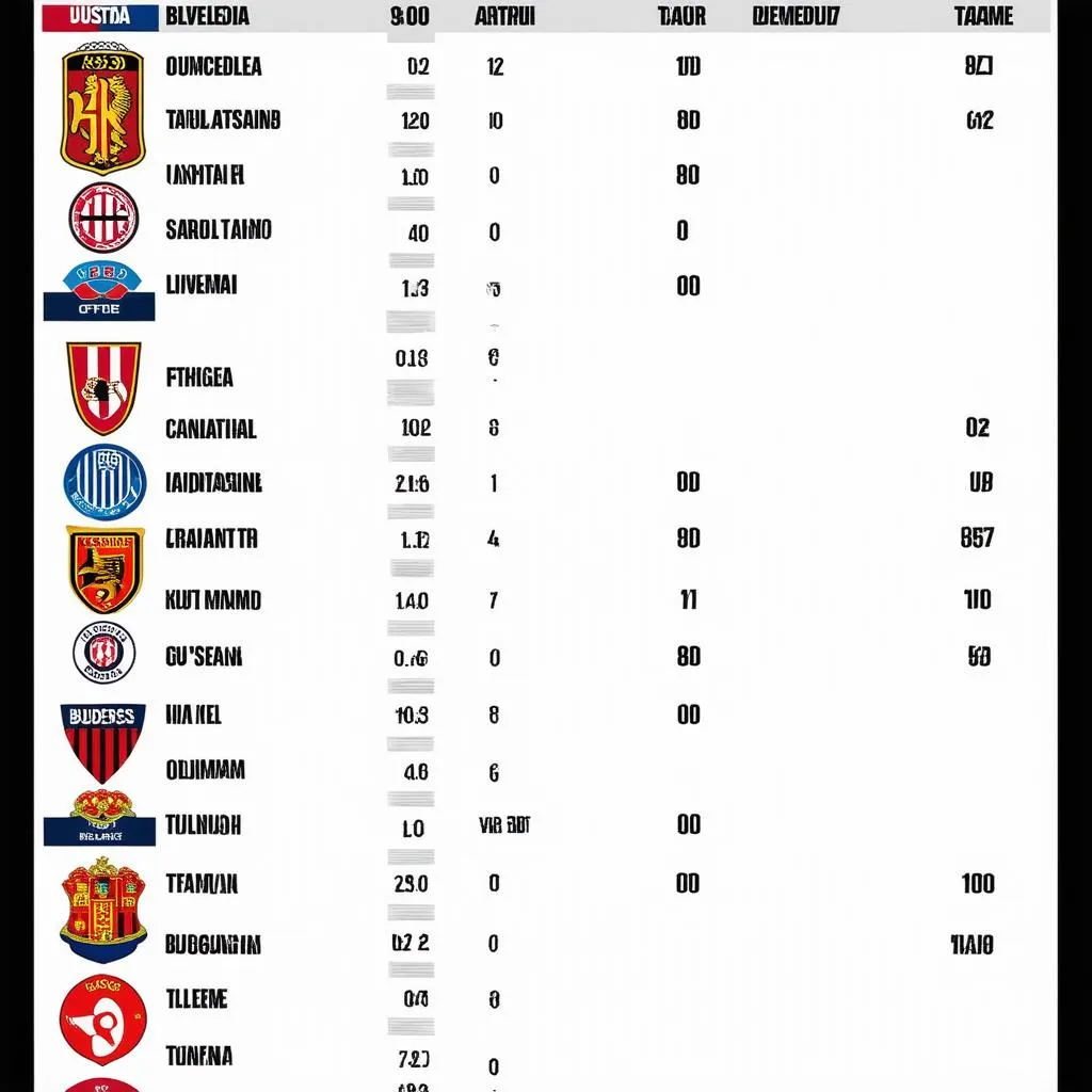 Bảng xếp hạng Bundesliga Đức