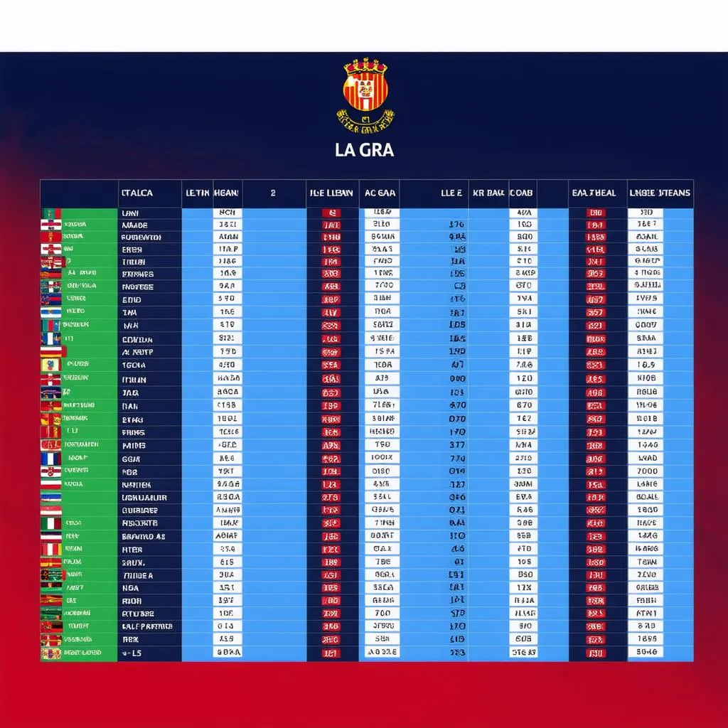 Bảng xếp hạng La Liga