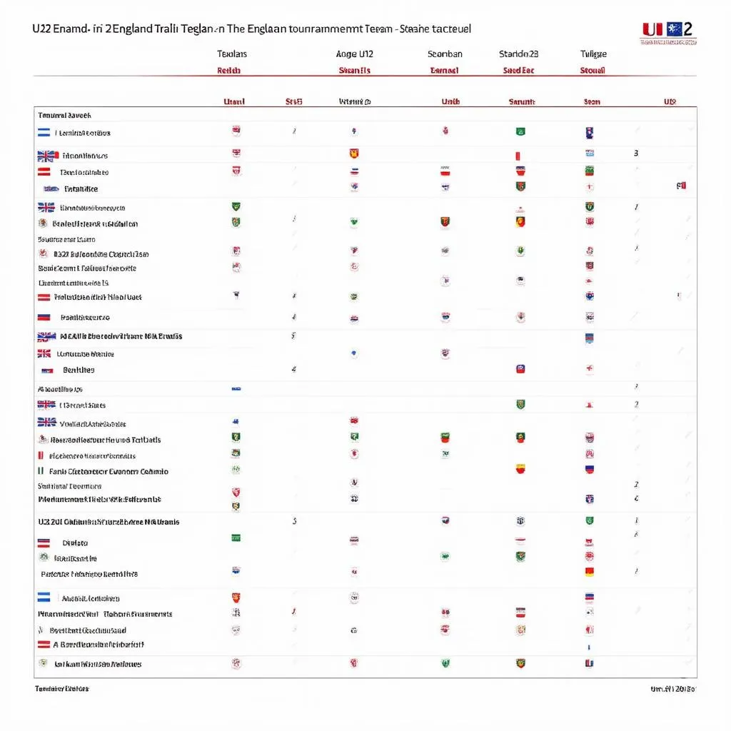 Bảng xếp hạng U23 Anh