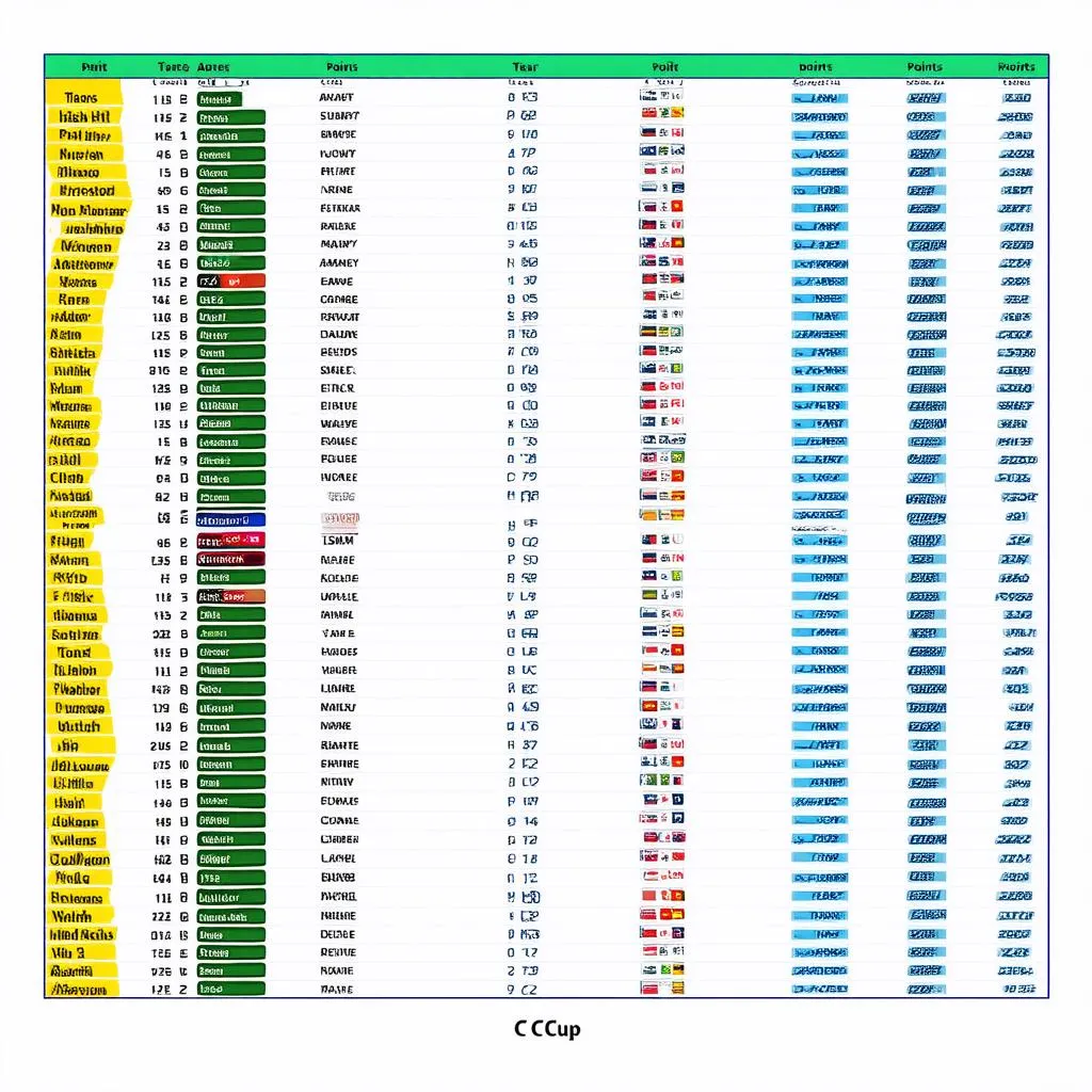 Bảng xếp hạng Cúp C2 hiện tại