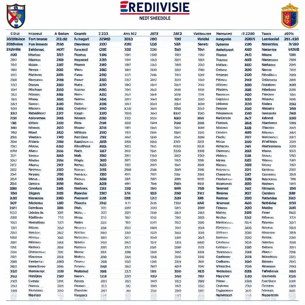 Lịch thi đấu bóng đá Hà Lan Eredivisie