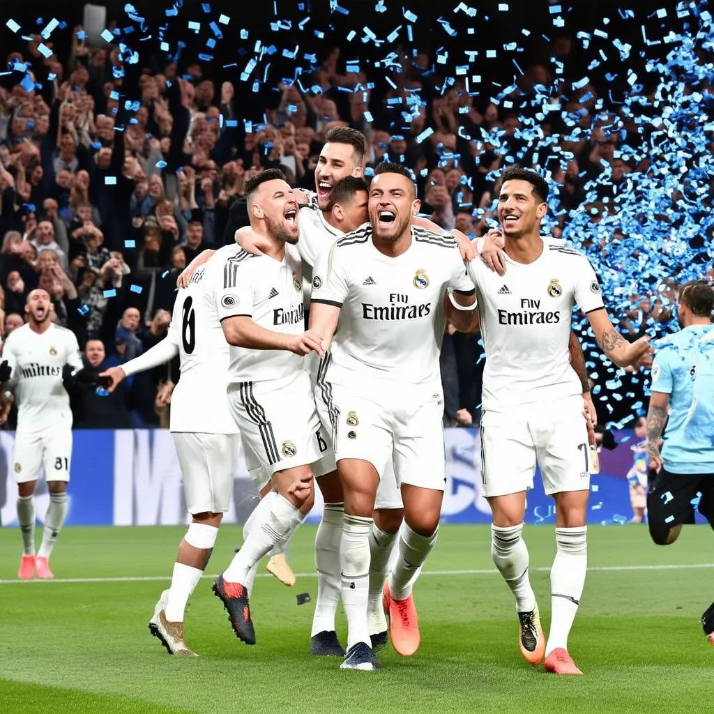 cầu thủ real madrid ăn mừng