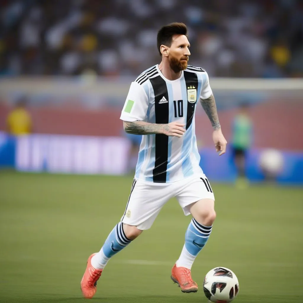 Messi cầm bóng