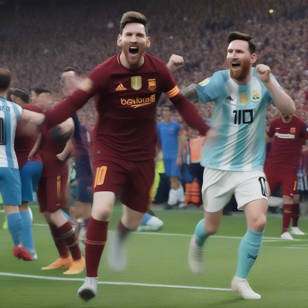 Hình Ảnh Cộng Đồng Cổ Vũ Cho Andy Robertson và Lionel Messi