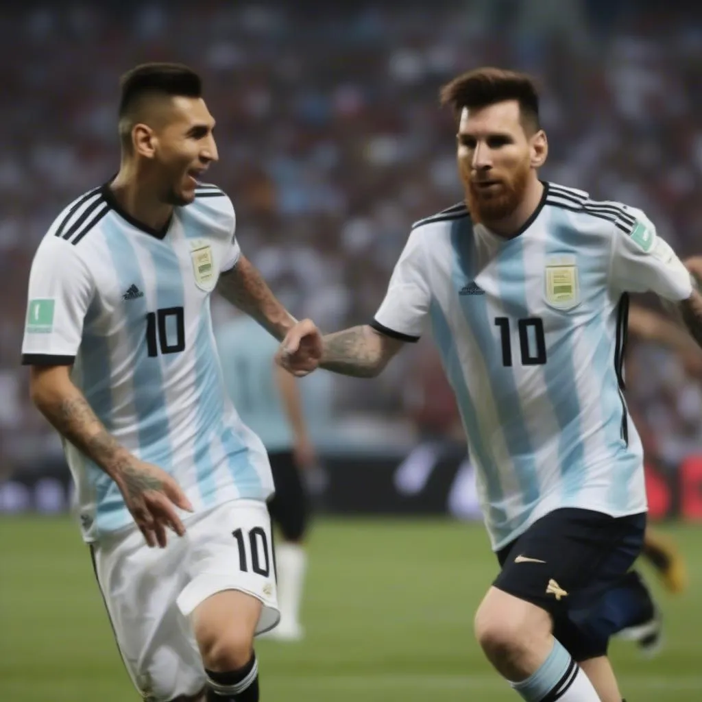 Angel Correa and Lionel Messi in the Argentina national team