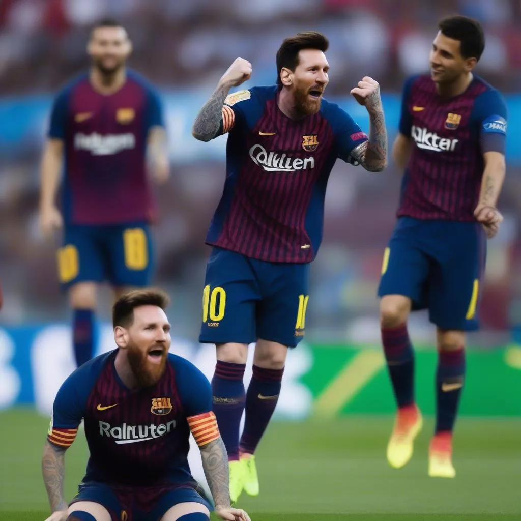 Ảnh Hài Hước Messi Ăn Mừng Bàn Thắng Bị Lật Mặt