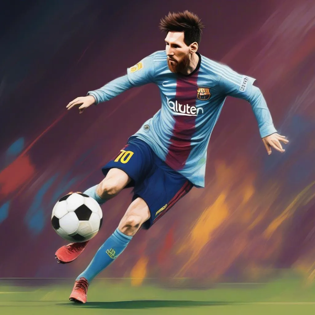 Anime Messi thể hiện kỹ thuật tinh tế, nhanh nhẹn, khéo léo như một ảo thuật gia trên sân cỏ.