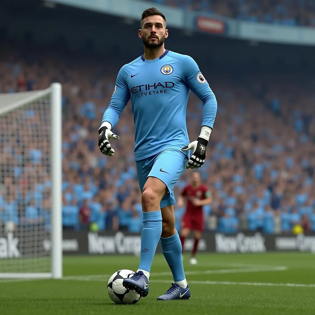 Hình ảnh áo thủ môn Man City trong game Dream League Soccer