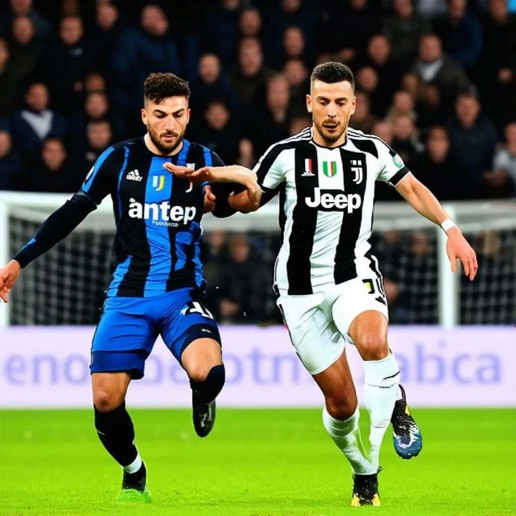 Cầu thủ Atalanta và Juventus thi đấu quyết liệt