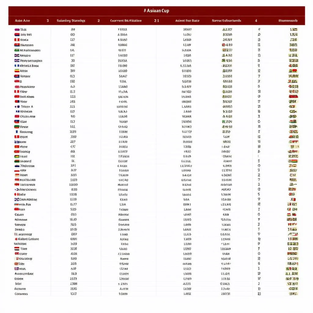 Bảng xếp hạng Asian Cup