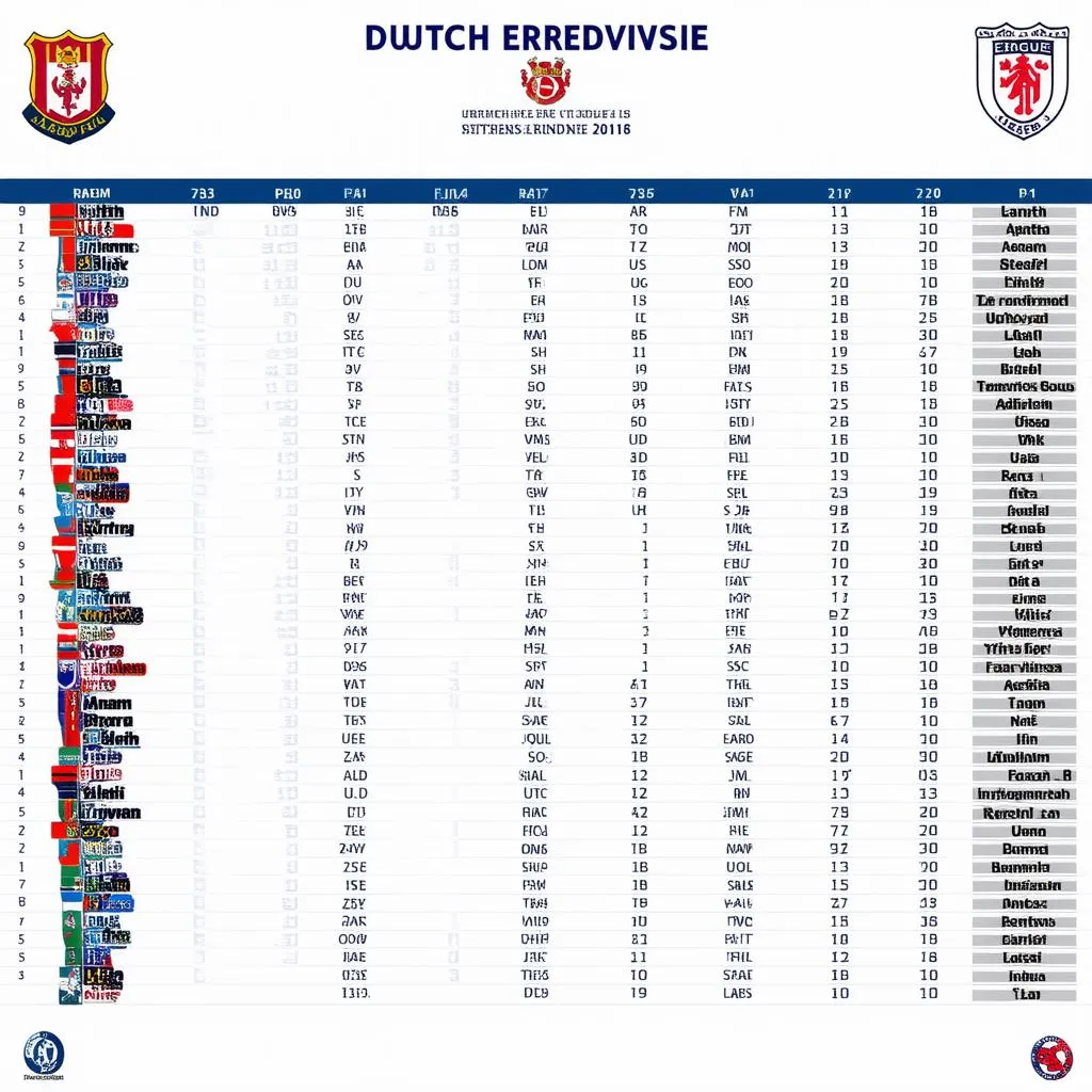 Bảng xếp hạng bóng đá Hà Lan mới nhất