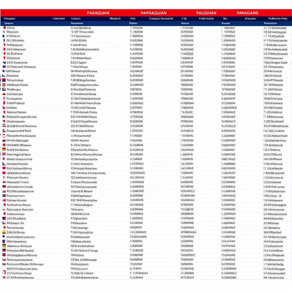 Bảng xếp hạng bóng đá Paraguay