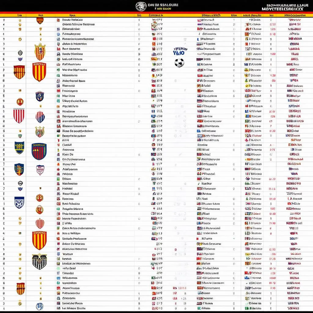 Bảng xếp hạng bóng đá Tây Ban Nha