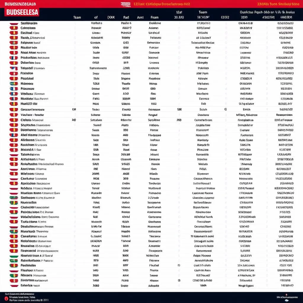 Bảng xếp hạng Bundesliga cập nhật