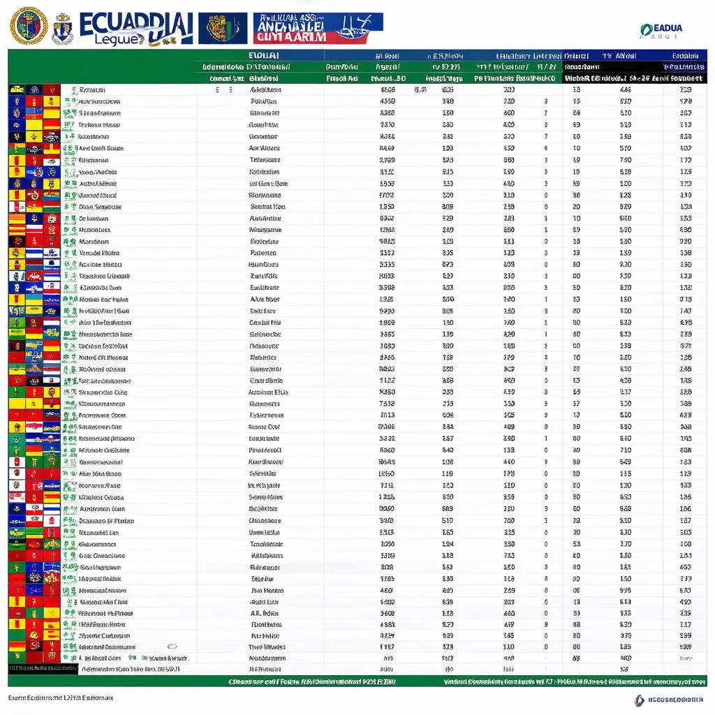 bảng xếp hạng bóng đá ecuador