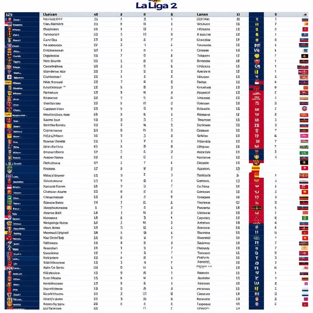 Bảng xếp hạng La Liga 2