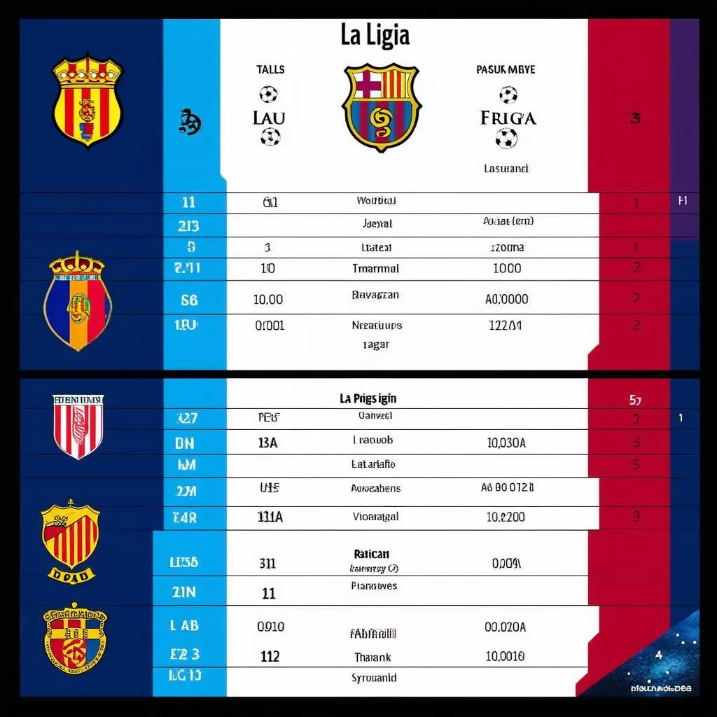 bảng xếp hạng la liga