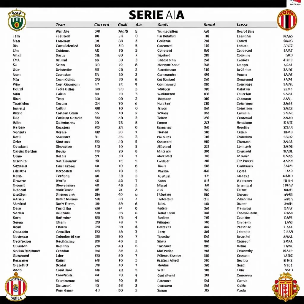 Bảng xếp hạng Serie A