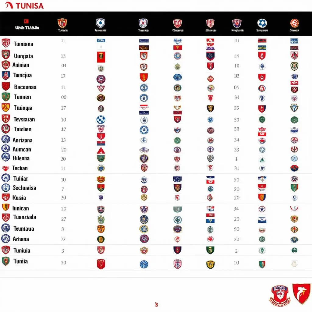 Bảng xếp hạng bóng đá Tunisia