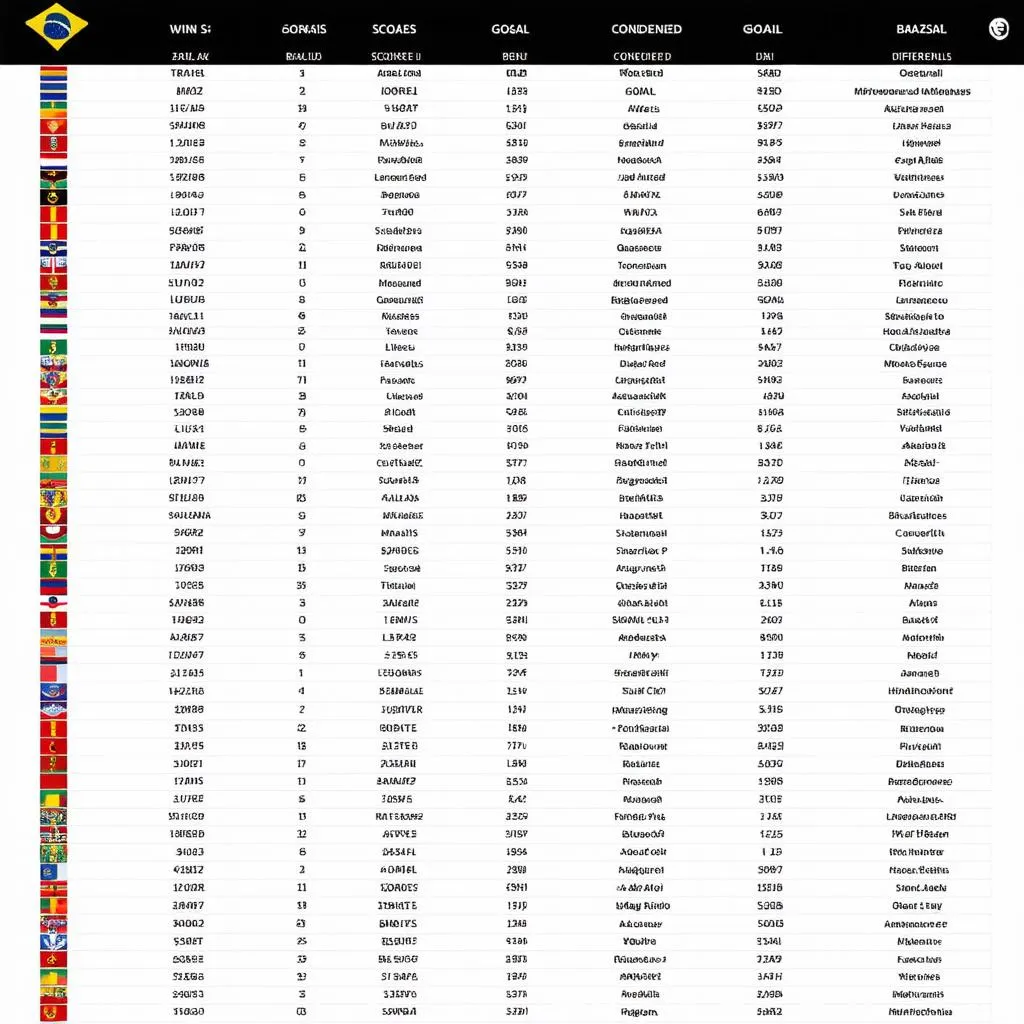 bảng xếp hạng vòng đấu Brazil