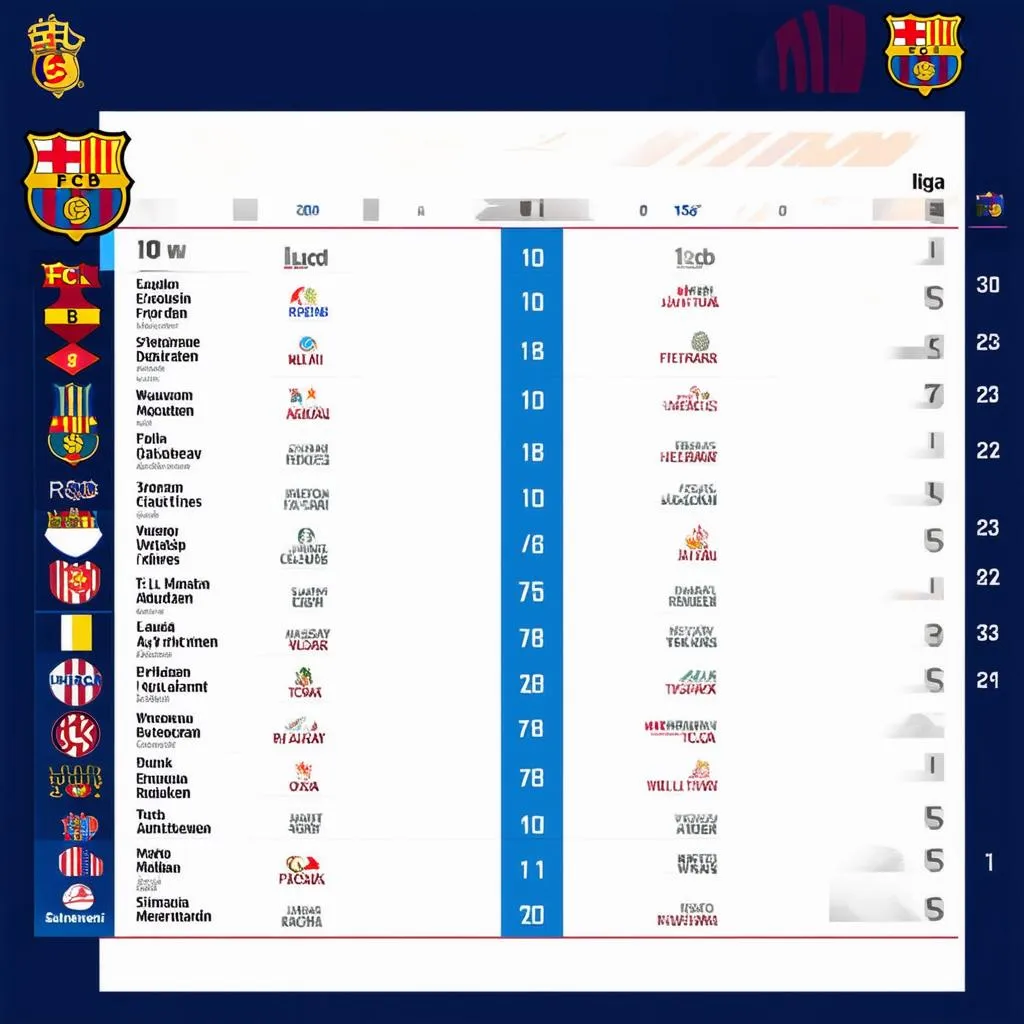 Barcelona trong BXH La Liga