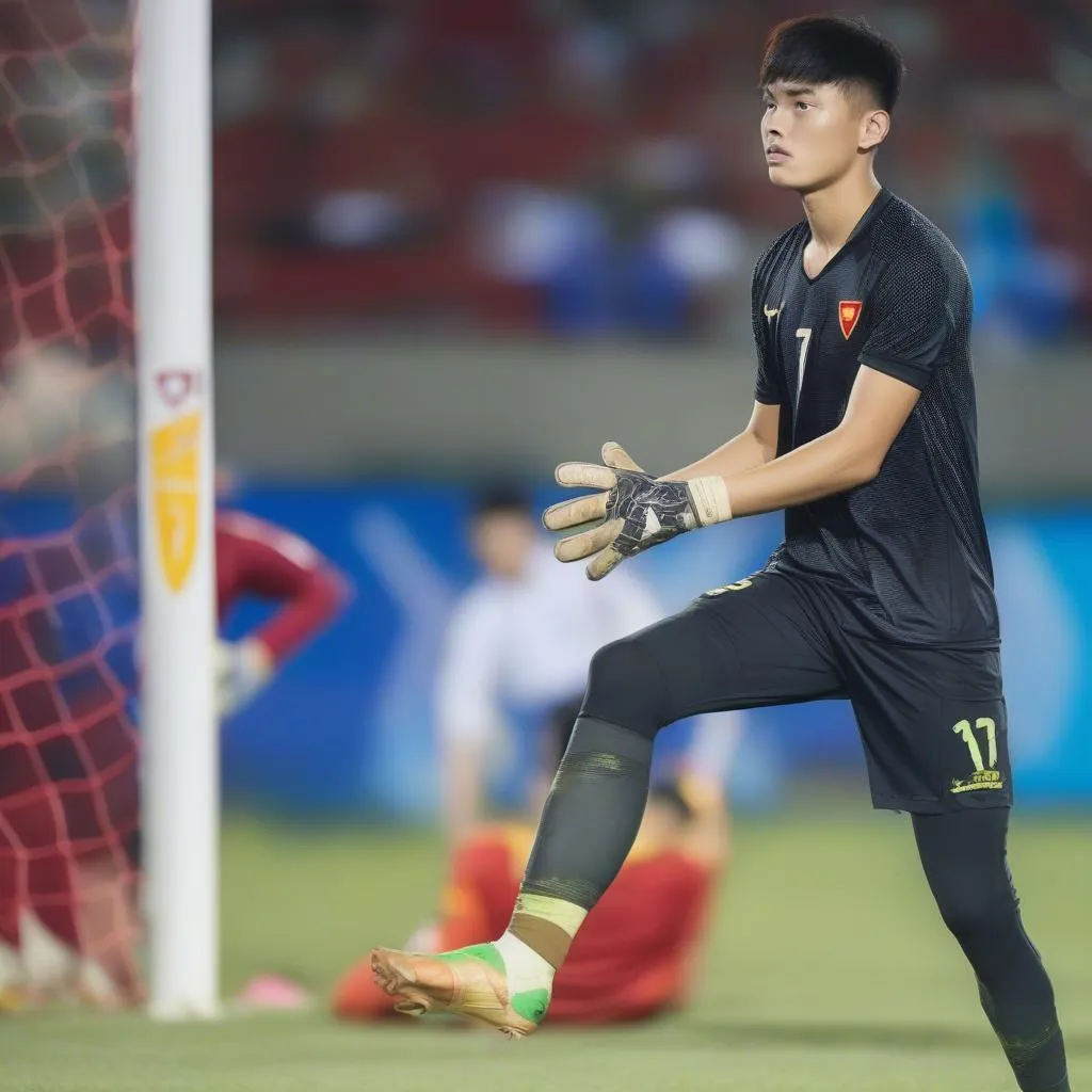 Bùi Tiến Dũng trong màu áo U23 Việt Nam tại giải U23 châu Á 2018