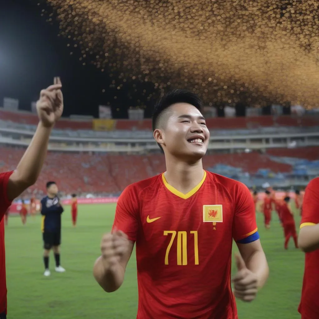 Bùi Tiến Dũng trong màu áo đội tuyển Việt Nam tại AFF Cup 2018