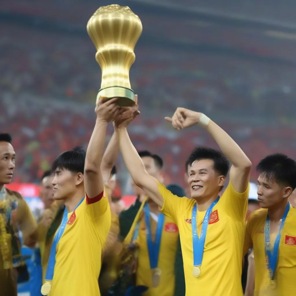 Bùi Tiến Dũng treo cờ vàng AFF Cup 2018