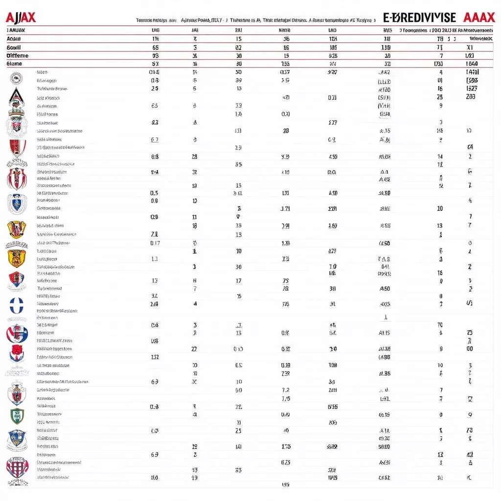 Bảng xếp hạng Ajax