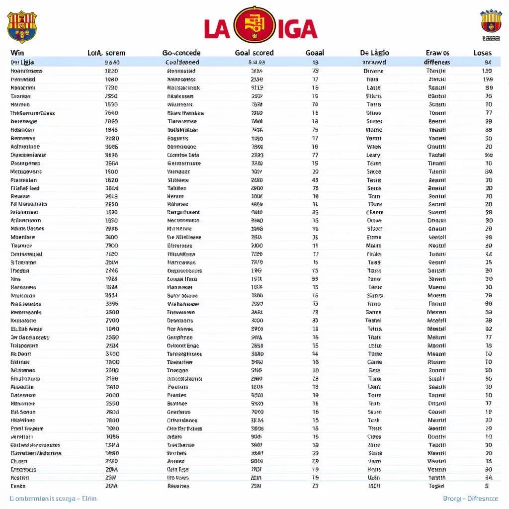 Bảng Xếp Hạng La Liga