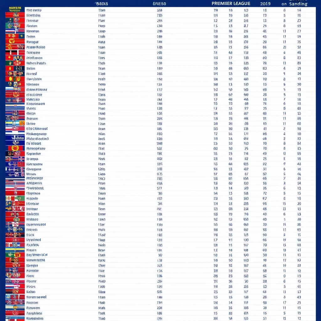 Bảng xếp hạng bóng đá Anh mới nhất