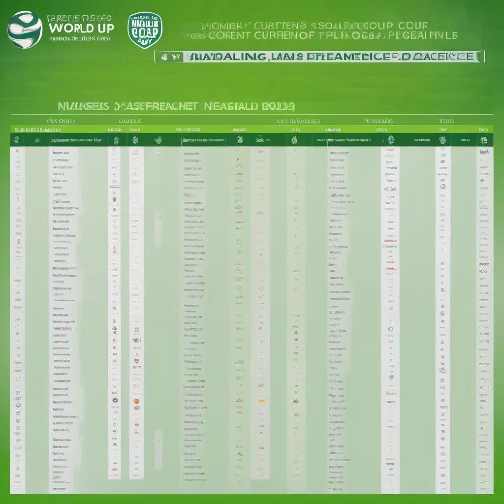 Bảng xếp hạng bóng đá nữ World Cup 2023