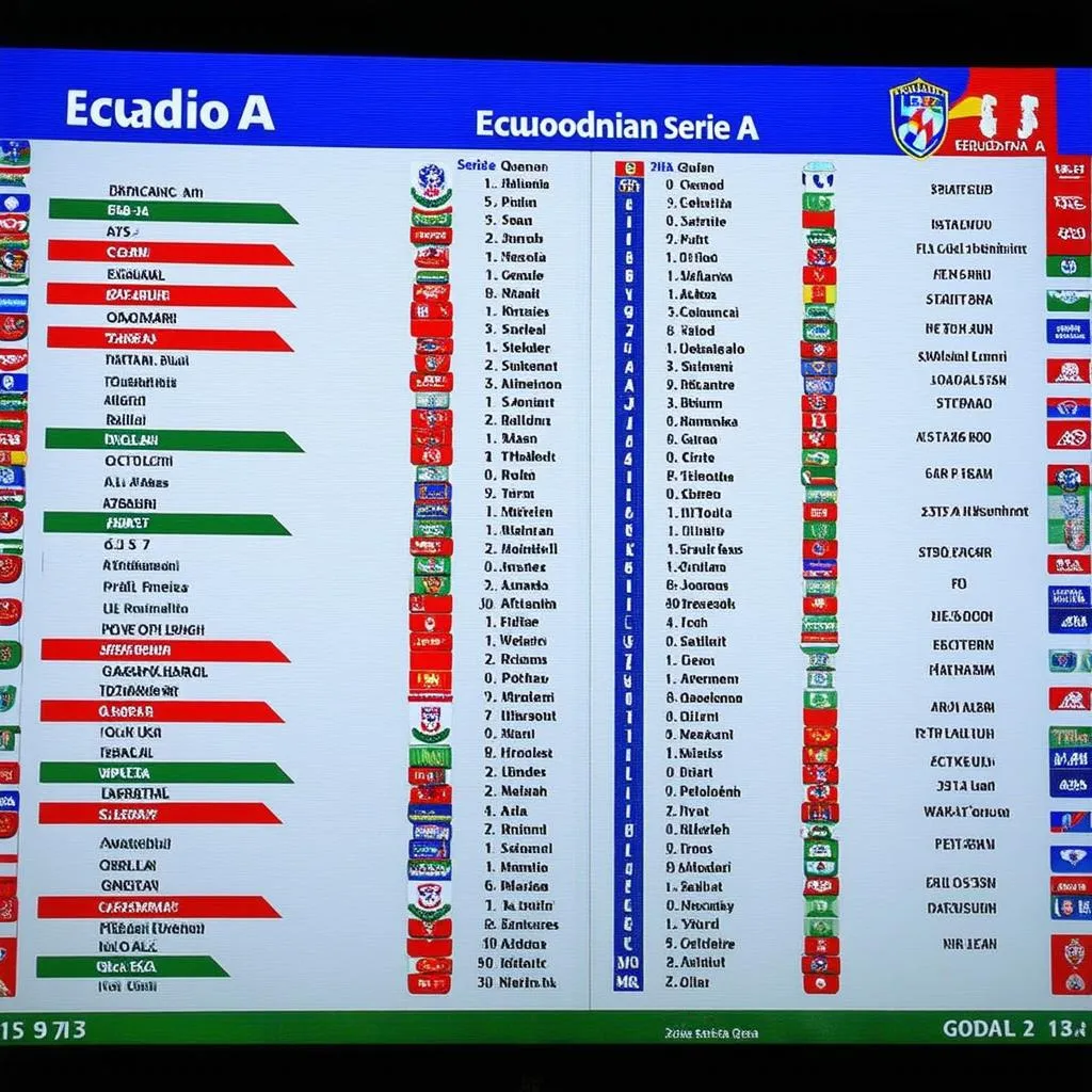 Bảng xếp hạng Serie A Ecuador 2023