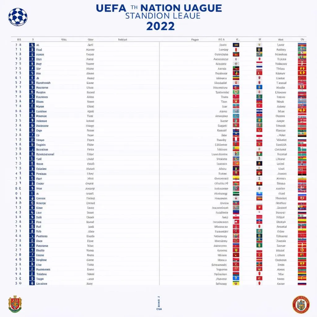 Bảng xếp hạng Nations League 2022