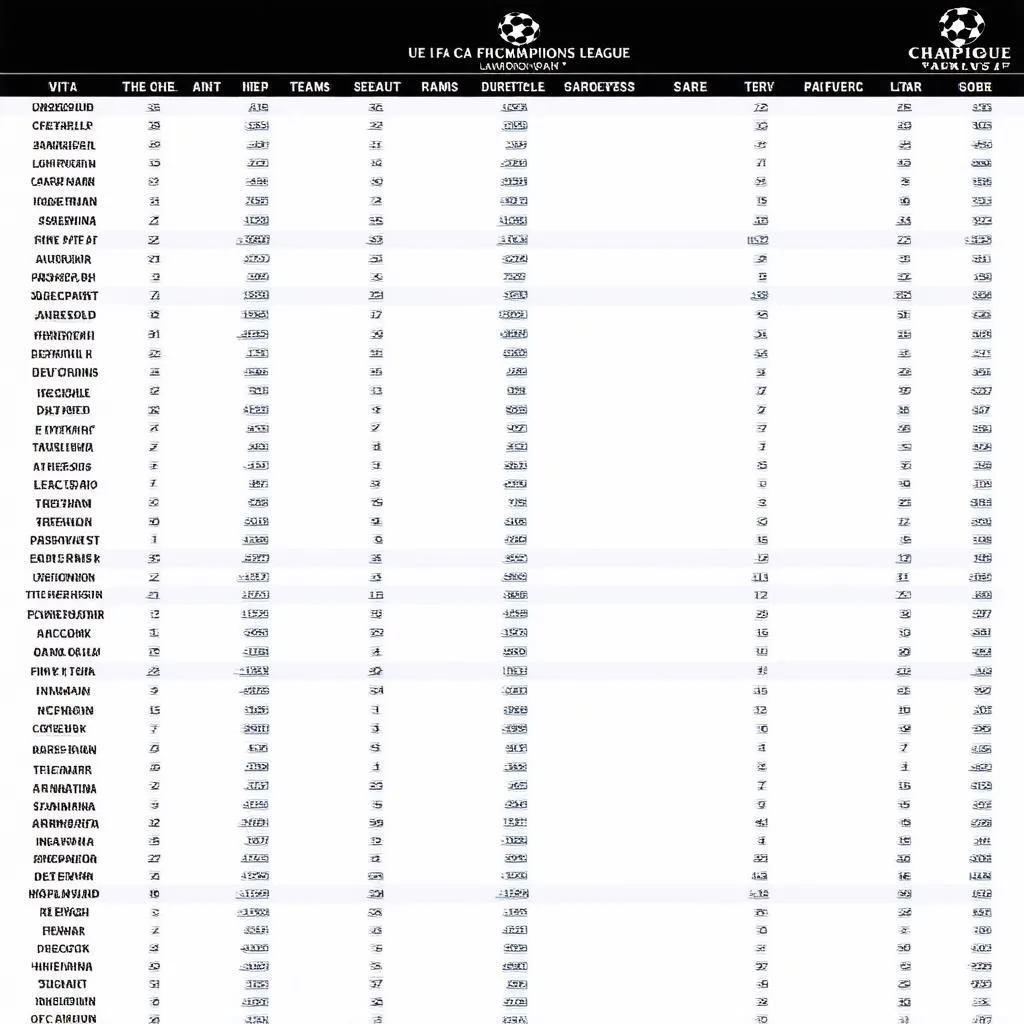 bảng xếp hạng pha champions league