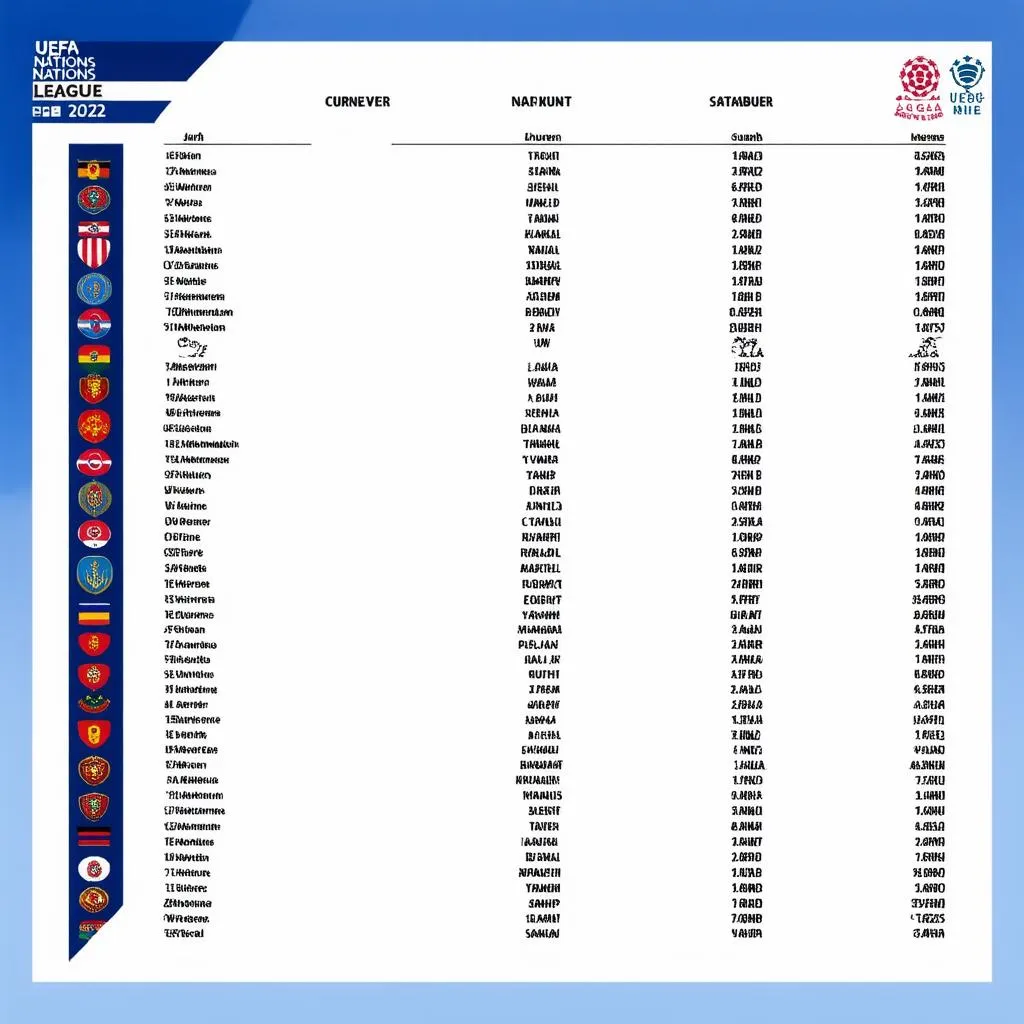 Bảng xếp hạng UEFA Nations League 2022