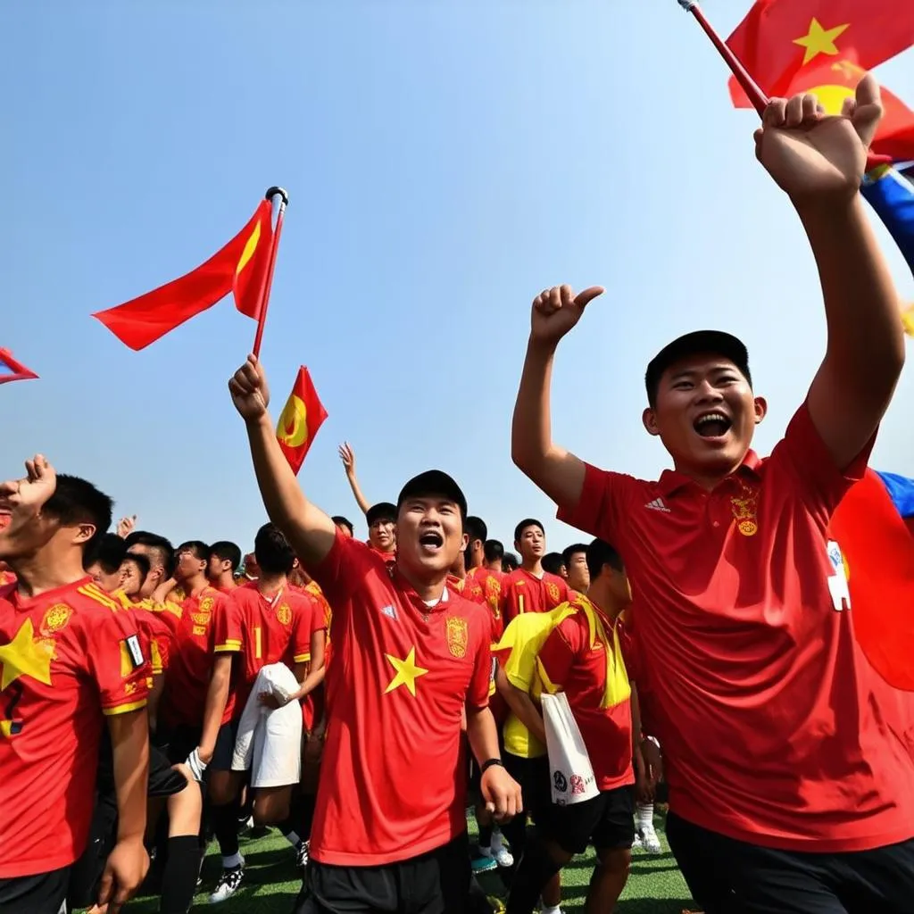 Vietnamese Fans Cheering for Their Team