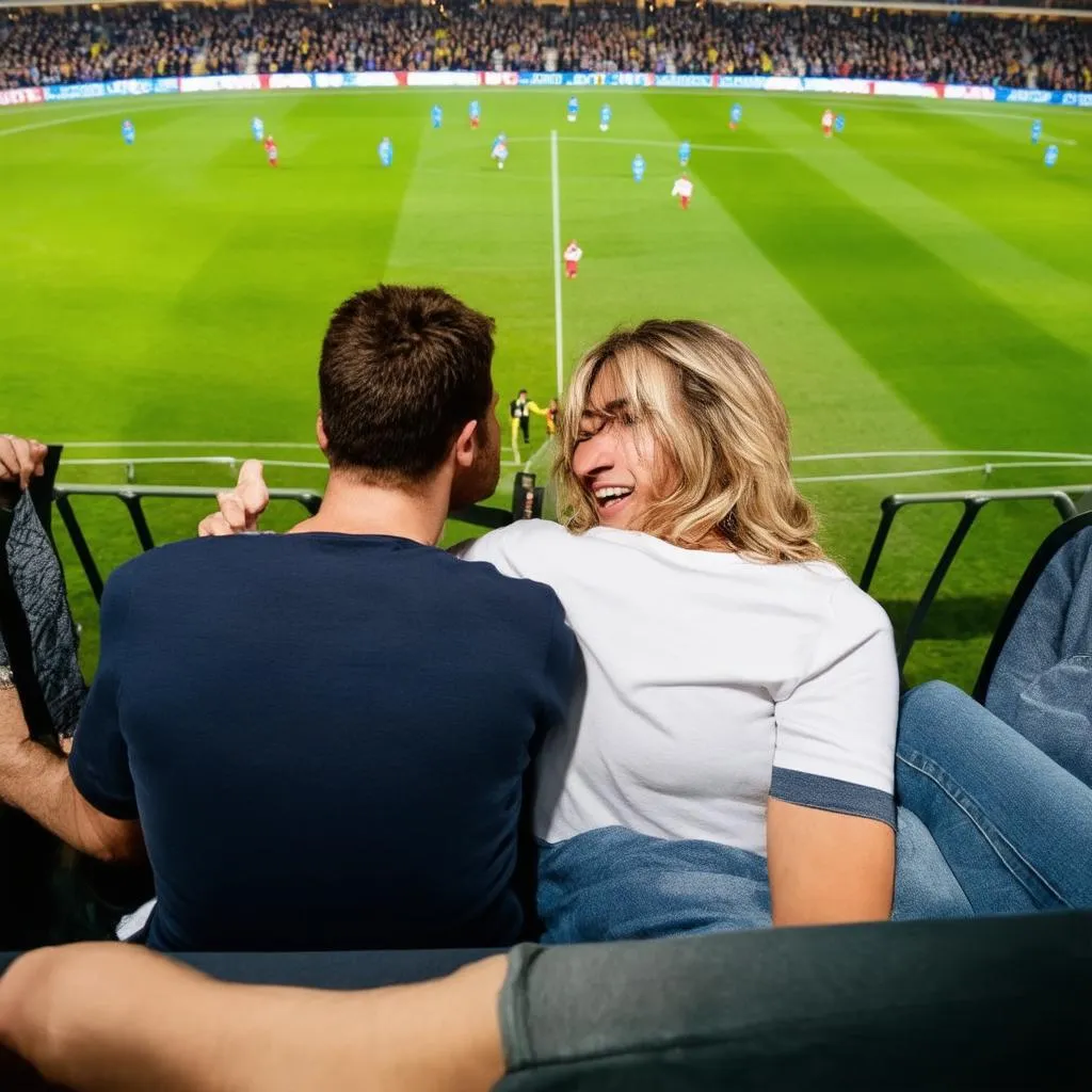 Couple watching football