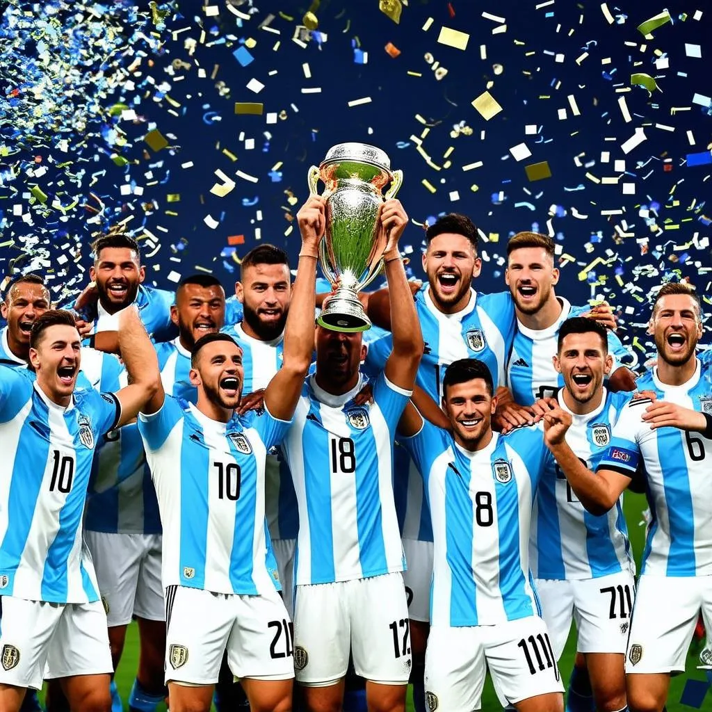 Các cầu thủ Argentina ăn mừng chiến thắng