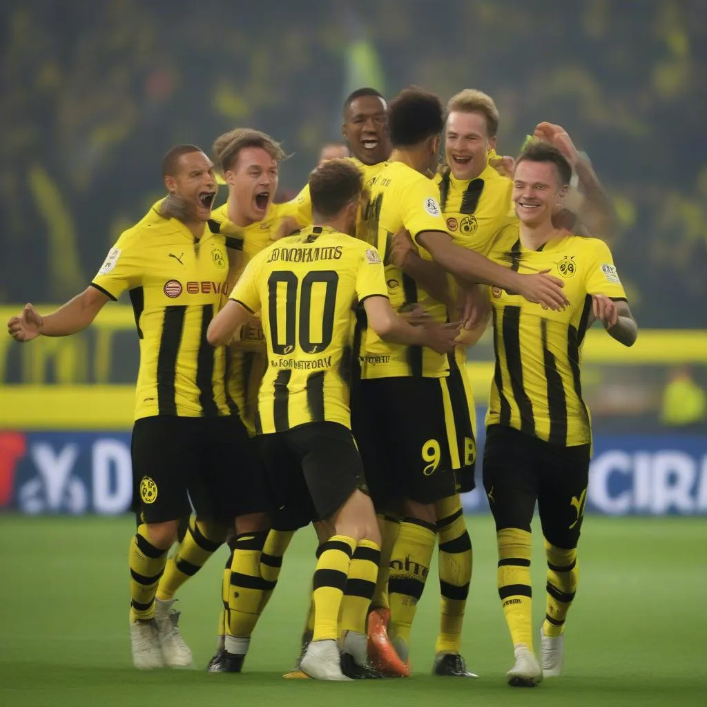 Cầu thủ Dortmund ăn mừng bàn thắng