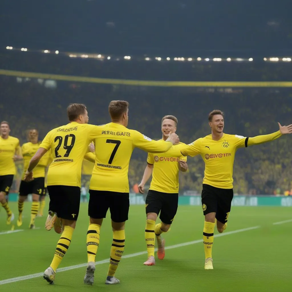 Cầu thủ Dortmund ăn mừng bàn thắng