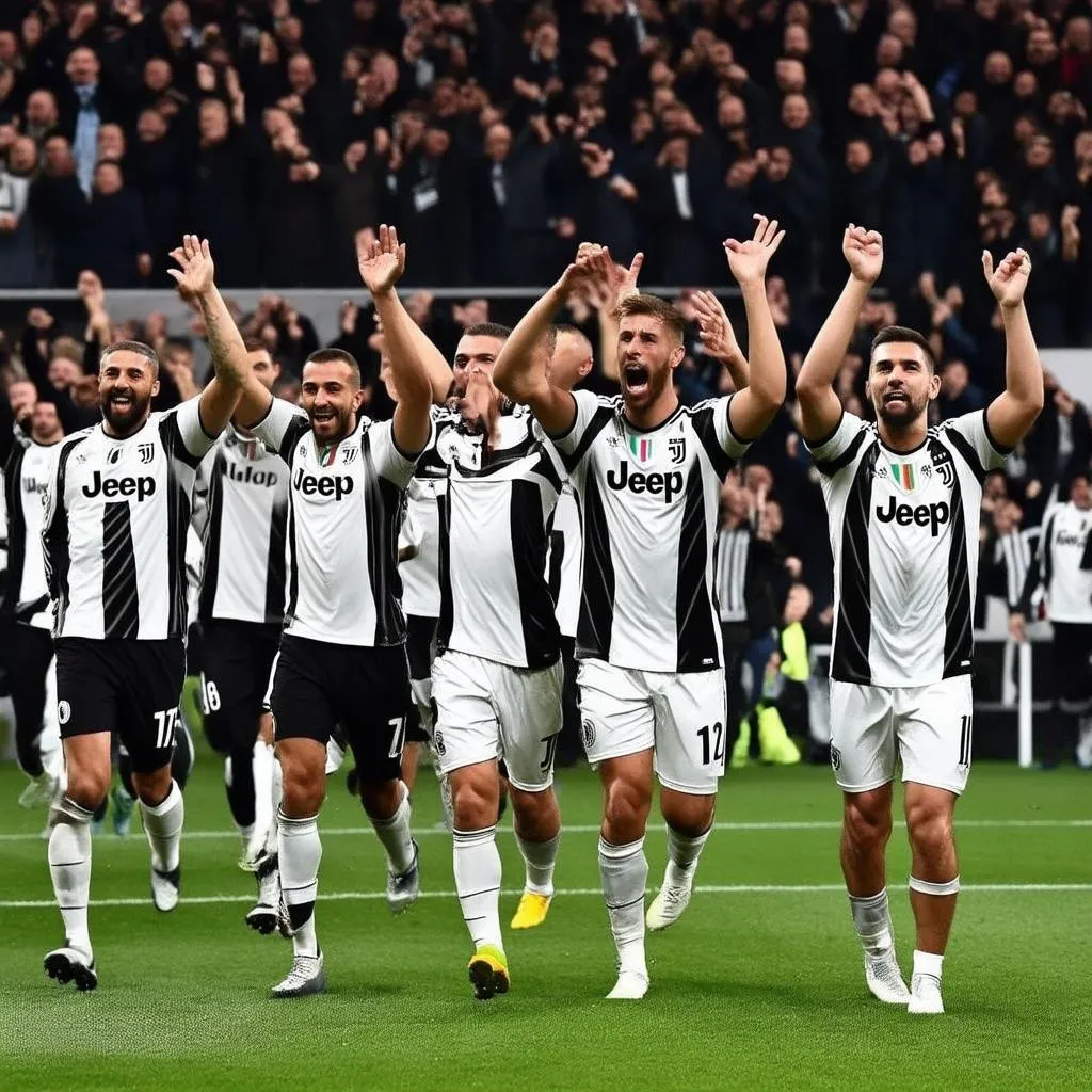 Cầu thủ Juventus ăn mừng bàn thắng