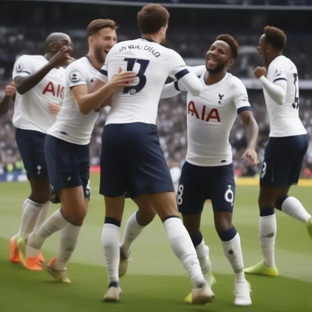 Các cầu thủ Tottenham ăn mừng bàn thắng