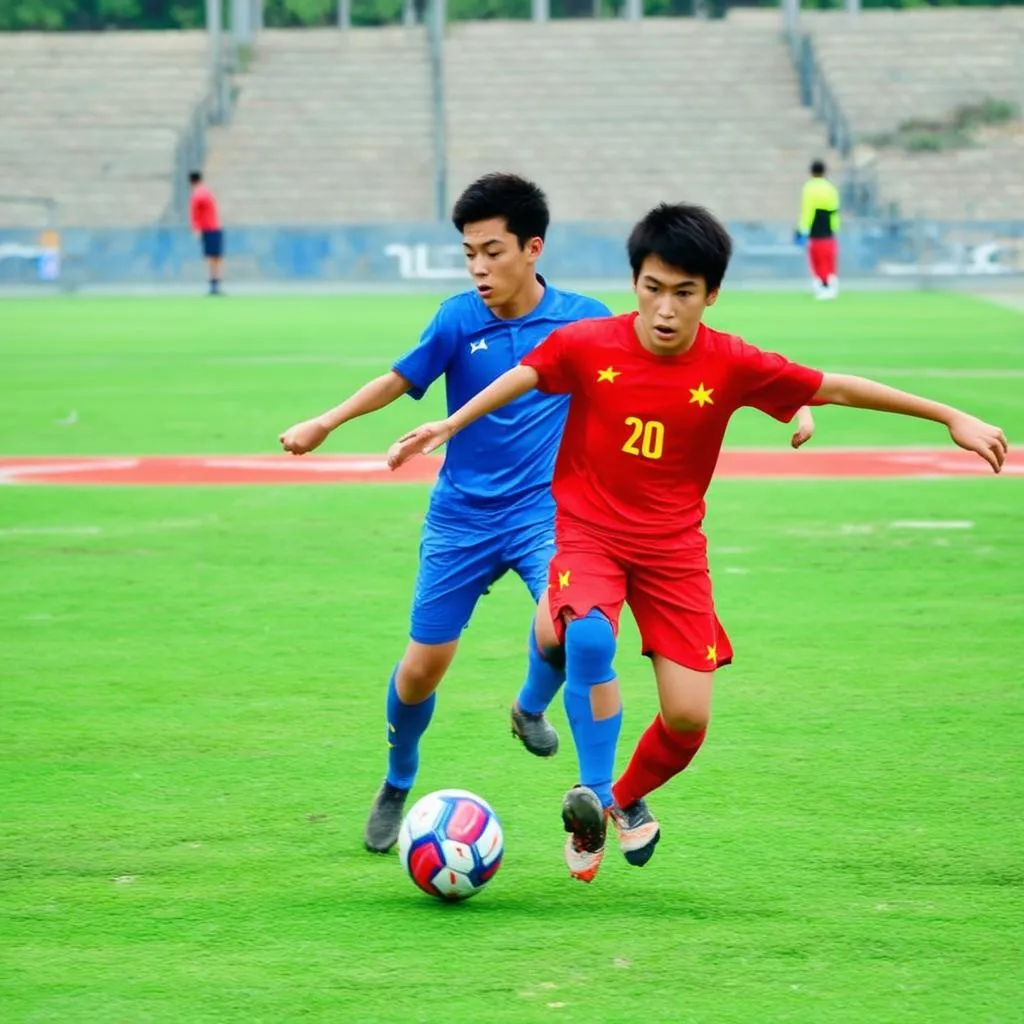 Cầu thủ U17 Việt Nam trên sân cỏ