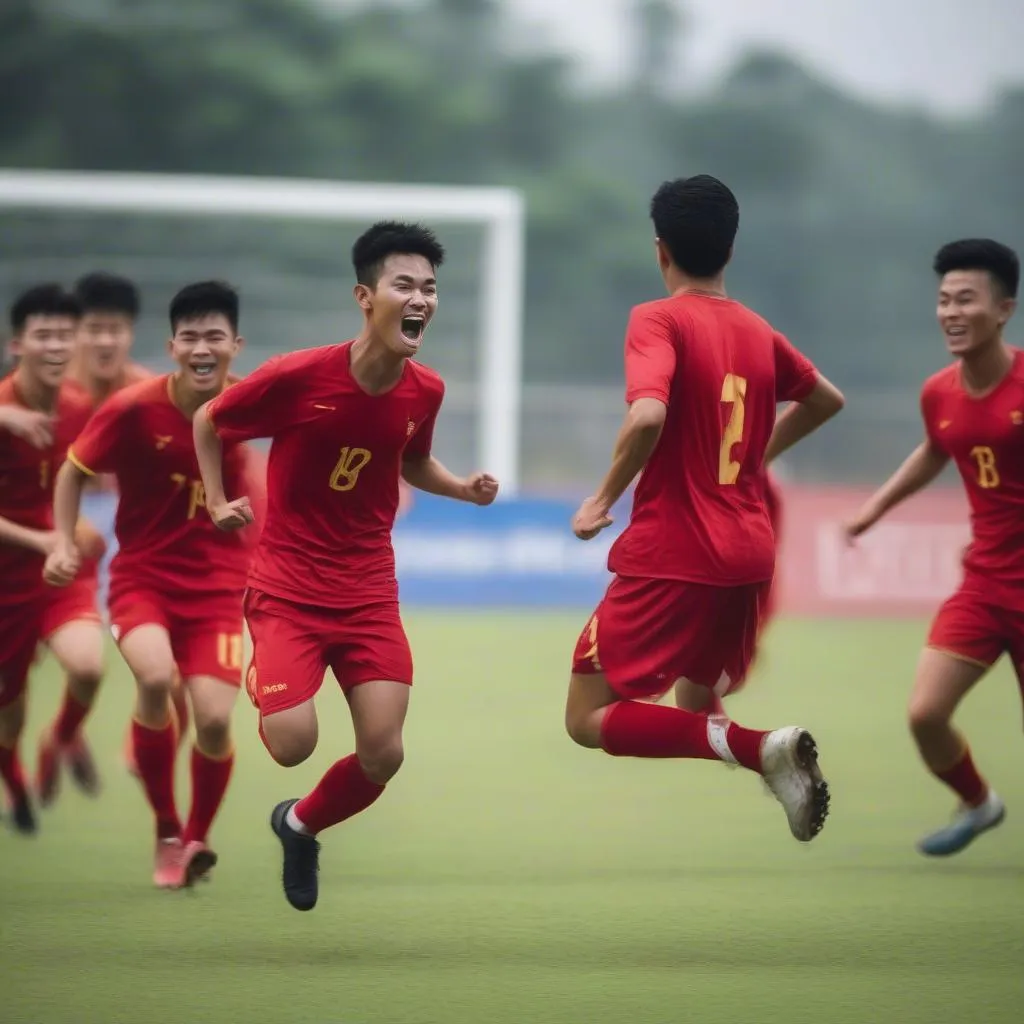 Cầu thủ U19 Việt Nam ghi bàn