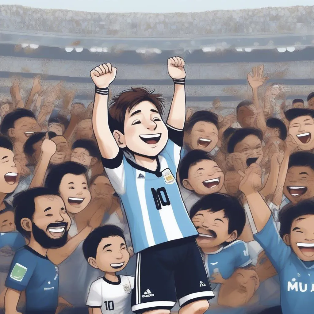 Chibi Messi scoring a goal