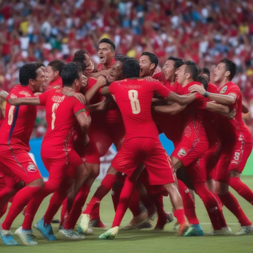 Costa Rica national football team celebrating a goal