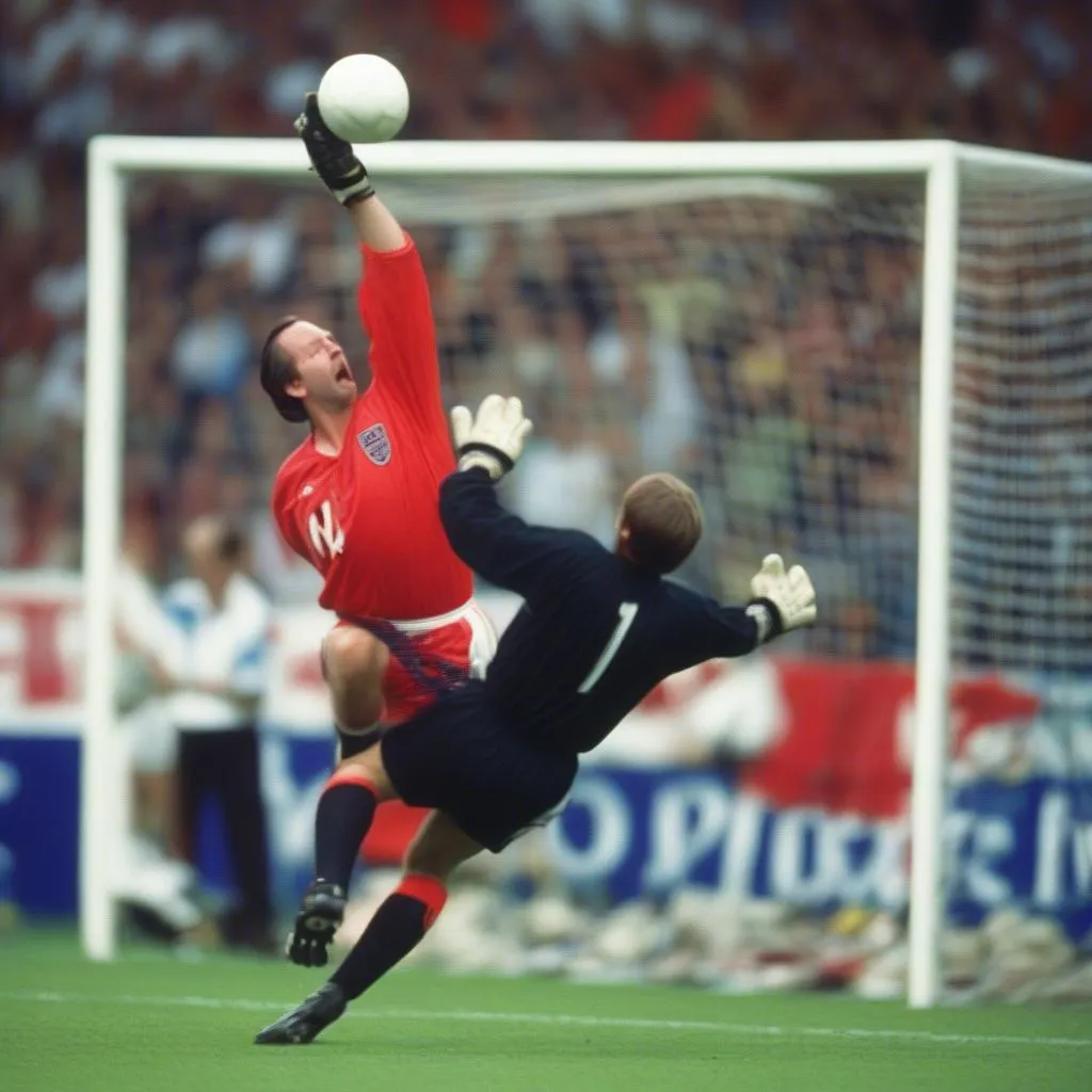 David Seaman cản phá cú sút penalty của Andreas Möller