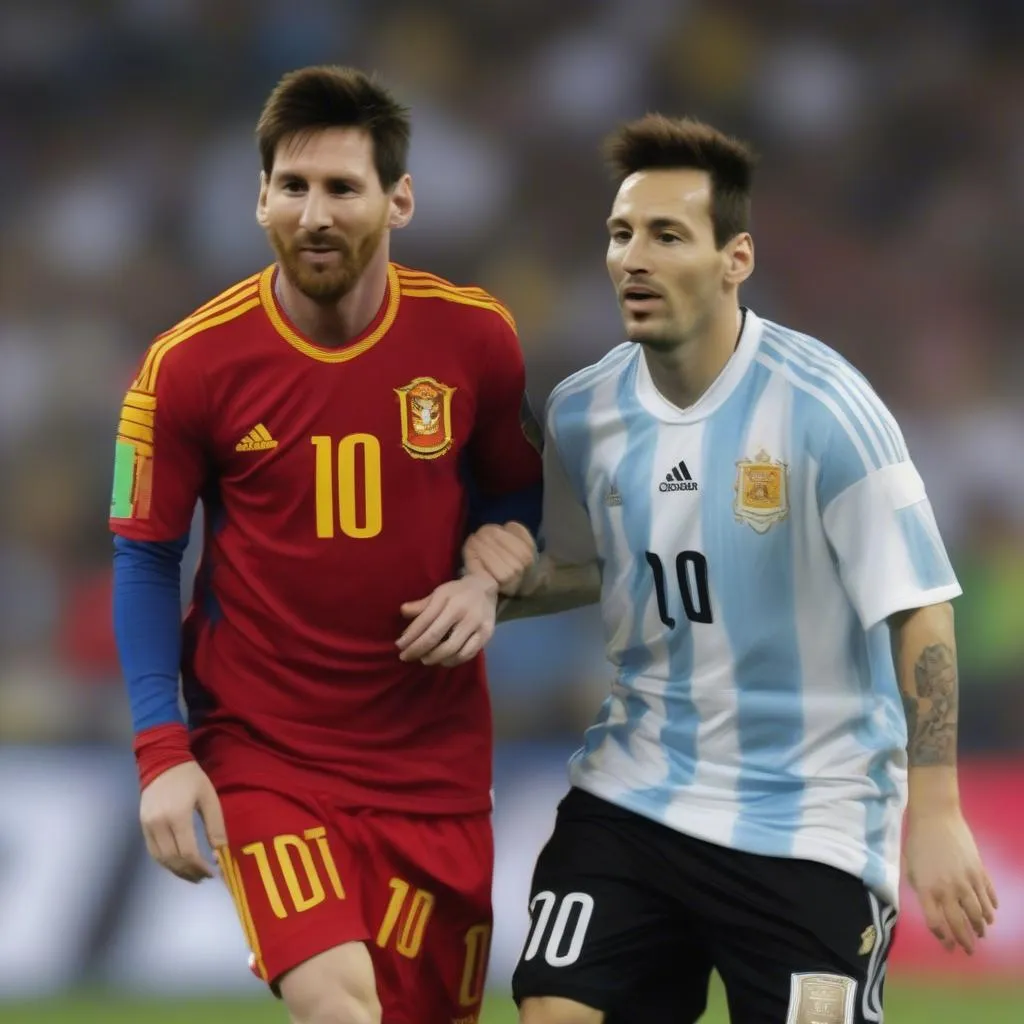 Messi và David Silva trong màu áo đội tuyển