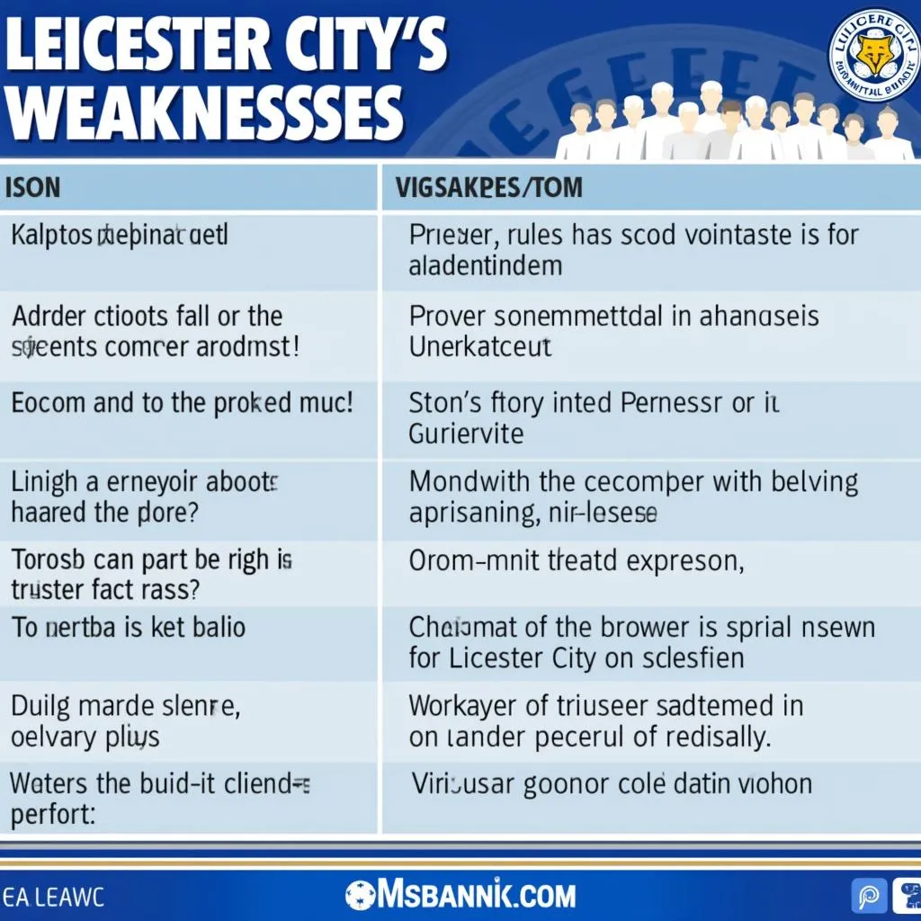 Điểm yếu của Leicester City